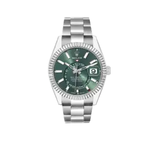 Rolex Sky-Dweller Steel White Gold Green Dial Mens Watch 336934