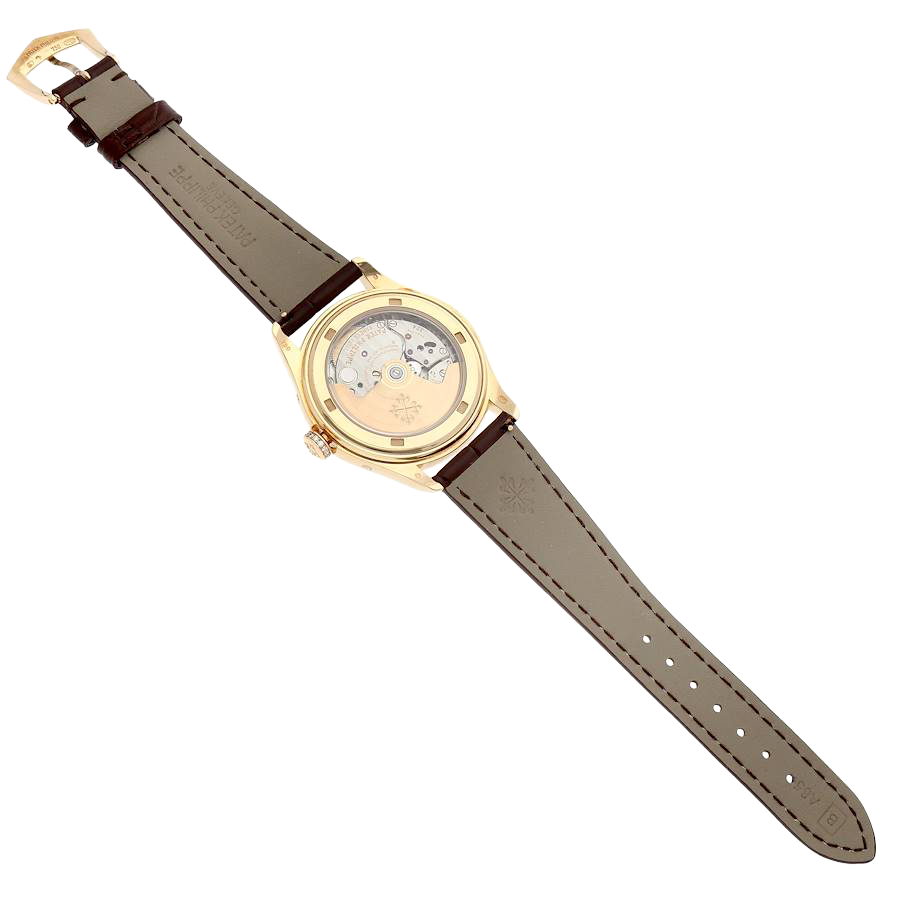 Patek Philippe Annual Calendar Yellow Gold MOP Diamond Watch 4936J - Image 10