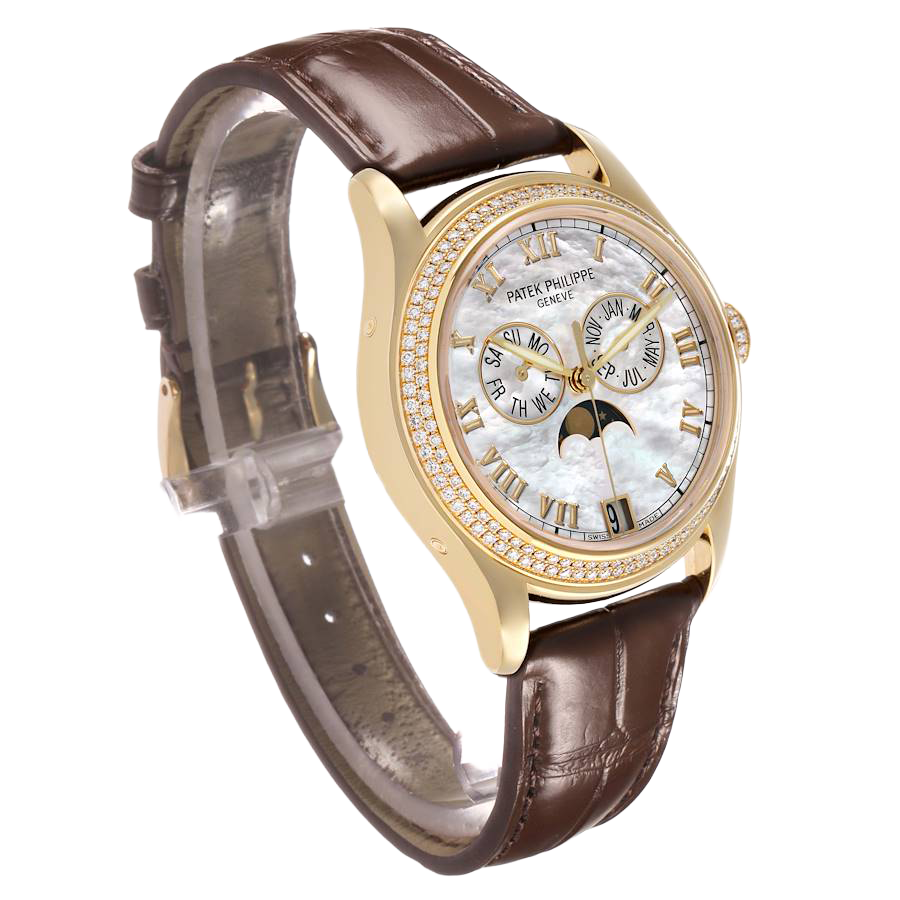 Patek Philippe Annual Calendar Yellow Gold MOP Diamond Watch 4936J - Image 4