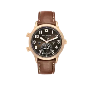 Patek Philippe Calatrava Pilot Travel Time Rose Gold Mens Watch 5524R
