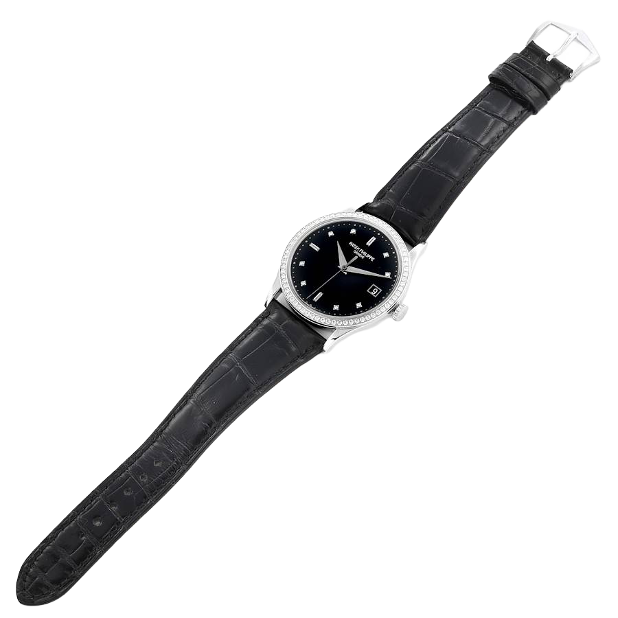 Patek Philippe Calatrava White Gold Black Dial Diamond Mens Watch 5297G-001 - Image 9