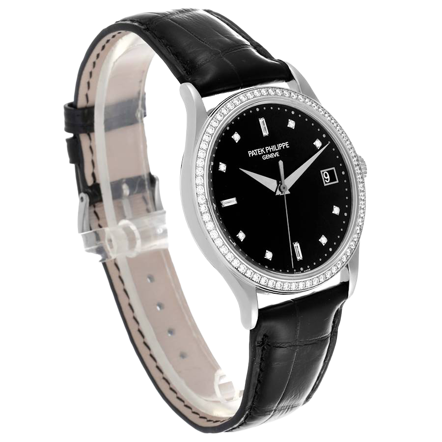 Patek Philippe Calatrava White Gold Black Dial Diamond Mens Watch 5297G-001 - Image 4