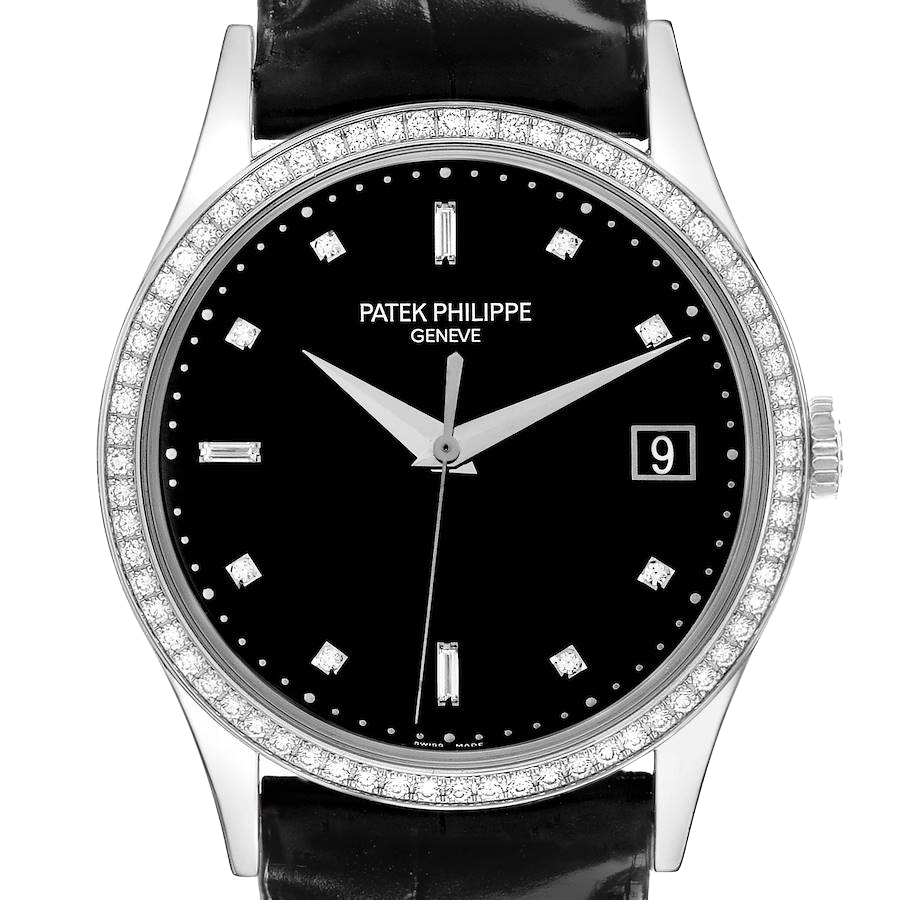 Patek Philippe Calatrava White Gold Black Dial Diamond Mens Watch 5297G-001 - Image 2