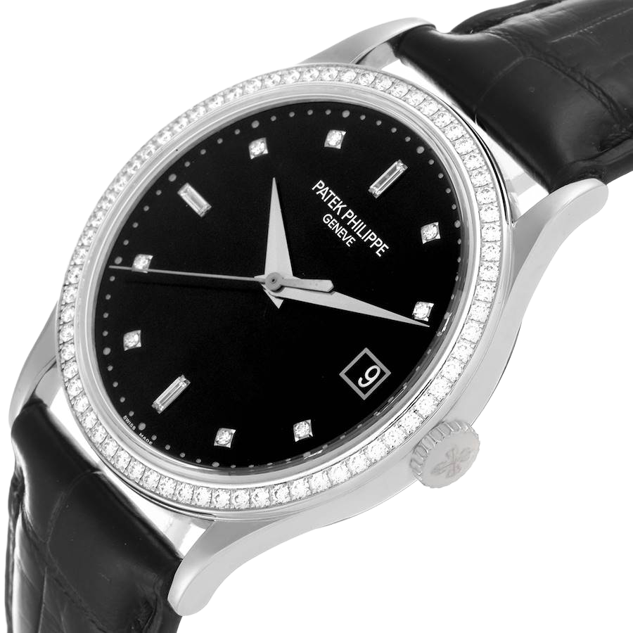 Patek Philippe Calatrava White Gold Black Dial Diamond Mens Watch 5297G-001 - Image 3